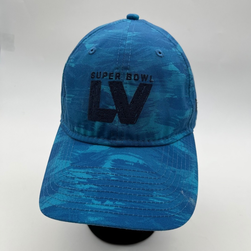 New Era 9Twenty Super Bowl LV Hat Women's Blue Camo Adjustable Strap NFL Cap